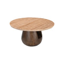 MESA DE CENTRO CON TOPE DE MÁRMOL Y BASE DE MADERA