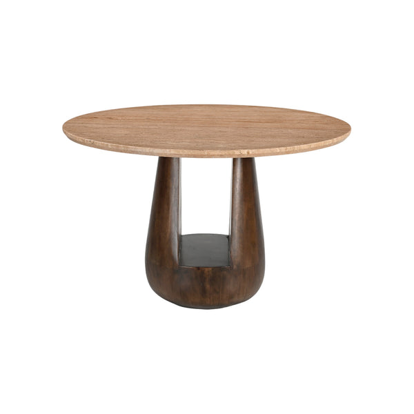 MESA DE COMEDOR CON TOPE DE MÁRMOL Y BASE DE MADERA