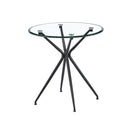 MESA DE CENTRO CON TOPE DE VIDRIO Y PATAS NEGRAS