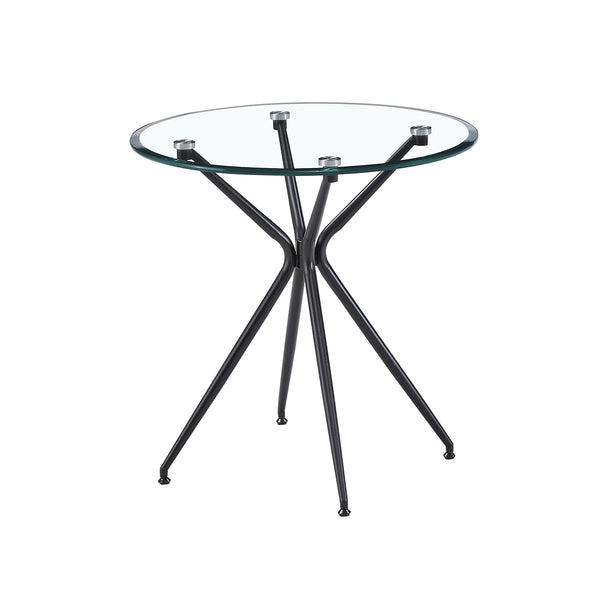 MESA DE CENTRO CON TOPE DE VIDRIO Y PATAS NEGRAS