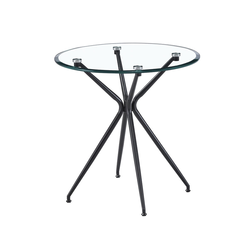 MESA DE CENTRO CON TOPE DE VIDRIO Y PATAS NEGRAS