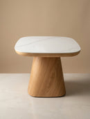 MESA DE CENTRO TOPE ESTILO PIEDRA Y BASE MDF NATURAL
