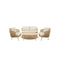 SET DE EXTERIOR EN ESTILO RATAN Y TELA CREMA