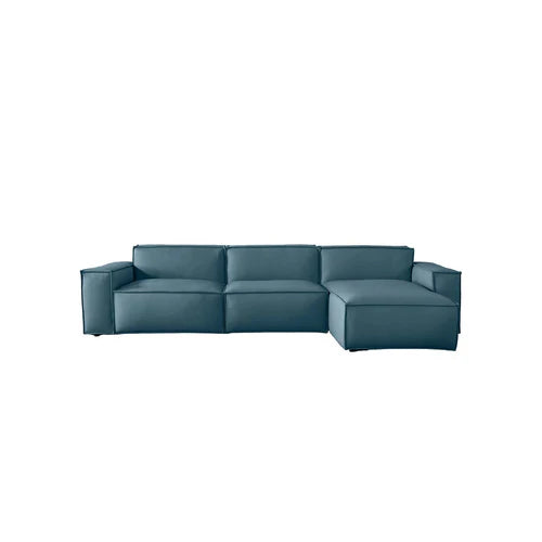 ***SOFA SECCIONAL CON FRENTE DE PIEL AZUL