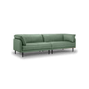 SOFA ESTACIONARIO DE CUATRO ASIENTOS CON FRENTE DE PIEL VERDE