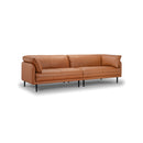 SOFA ESTACIONARIO DE CUATRO ASIENTOS CON FRENTE DE PIEL CAMEL