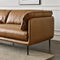 SOFA ESTACIONARIO DE CUATRO ASIENTOS CON FRENTE DE PIEL CAMEL