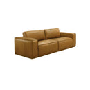 SOFA ESTACIONARIO DE 3.5 ASIENTOS CON FRENTE DE PIEL CAMEL