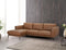 SOFA SECCIONAL ESTACIONARIO EN PIEL SINTETICA CAMEL Y PATAS NEGRAS