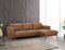 SOFA SECCIONAL ESTACIONARIO EN PIEL SINTETICA CAMEL Y PATAS NEGRAS