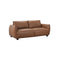 SOFA ESTACIONARIO DE TRES ASIENTOS CON FRENTE DE PIEL MARRON