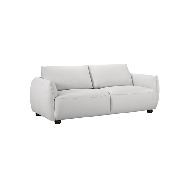 SOFA ESTACIONARIO DE TRES ASIENTOS CON FRENTE DE PIEL GRIS