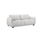 SOFA ESTACIONARIO DE TRES ASIENTOS CON FRENTE DE PIEL GRIS