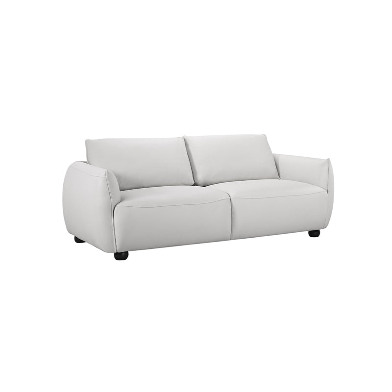 SOFA ESTACIONARIO DE TRES ASIENTOS CON FRENTE DE PIEL GRIS