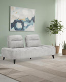 SOFA ESTACIONARIO DE DOS ASIENTOS CONVERTIBLE EN SOFA CAMA EN TELA GRIS Y PATAS NEGRAS