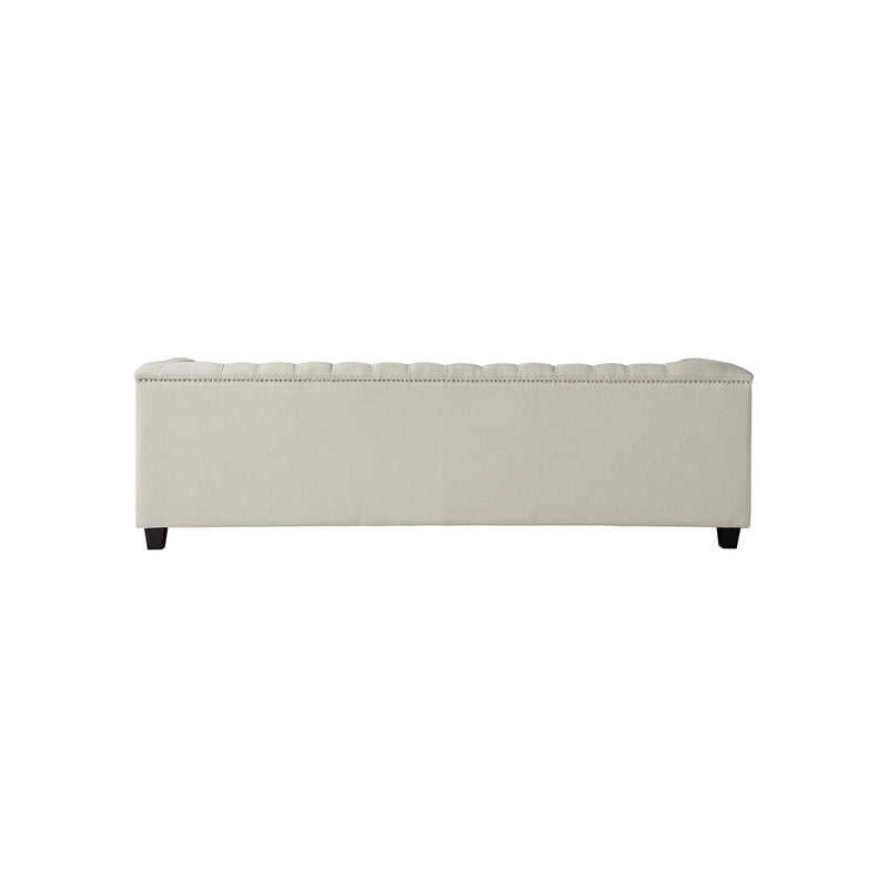 SOFA ESTACIONARIO BRUNO DE 3.5 ASIENTOS TAPIZADO EN TELA BEIGE