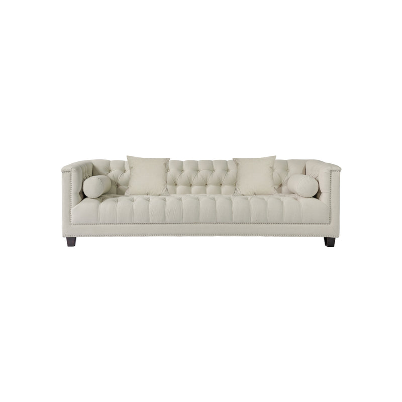 SOFA ESTACIONARIO BRUNO DE 3.5 ASIENTOS TAPIZADO EN TELA BEIGE
