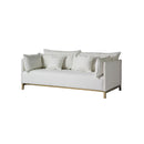 SOFA VASSAR DE 3 ASIENTOS EN TELA BLANCA Y PATAS EN ACABADO DORADO
