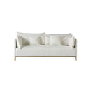 SOFA VASSAR DE 3 ASIENTOS EN TELA BLANCA Y PATAS EN ACABADO DORADO