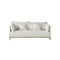 SOFA VASSAR DE 3 ASIENTOS EN TELA BLANCA Y PATAS EN ACABADO DORADO
