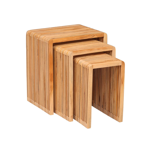MESA LATERAL ACABADO DE MADERA SET DE 3
