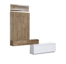 MESA DE TV ACABADO DE MADERA Y BLANCO