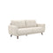 SOFA ESTACIONARIO DE TRES ASIENTOS EN TELA BEIGE  Y PATAS MARRONES