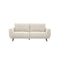 SOFA ESTACIONARIO DE TRES ASIENTOS EN TELA BEIGE  Y PATAS MARRONES