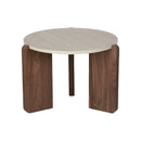 MESA LATERAL TOPE ESTILO CERAMICA Y BASE ACABADO DE MADERA
