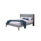 CAMA KING TEXAS EN TELA GRIS Y PATAS MARRONES