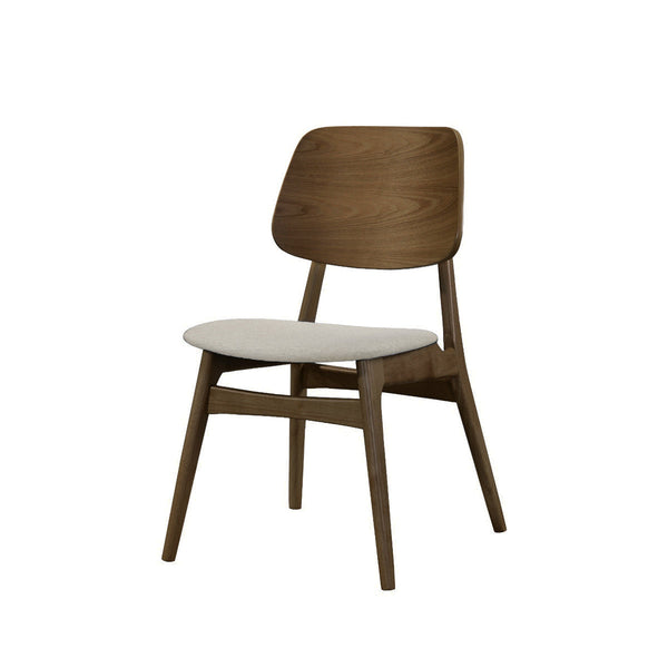 SILLA DE COMEDOR ACABADO DE MADERA Y TELA BEIGE