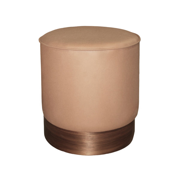 OTOMAN EN PIEL SINTETICA CAMEL Y ACABADO MADERA