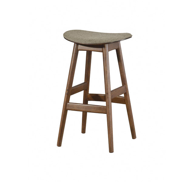 TABURETE EN TELA GRIS OLIVO Y ACABADO DE MADERA