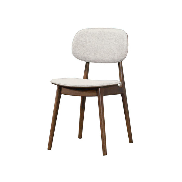 SILLA COMEDOR EN TELA BEIGE Y ACABADO MADERA