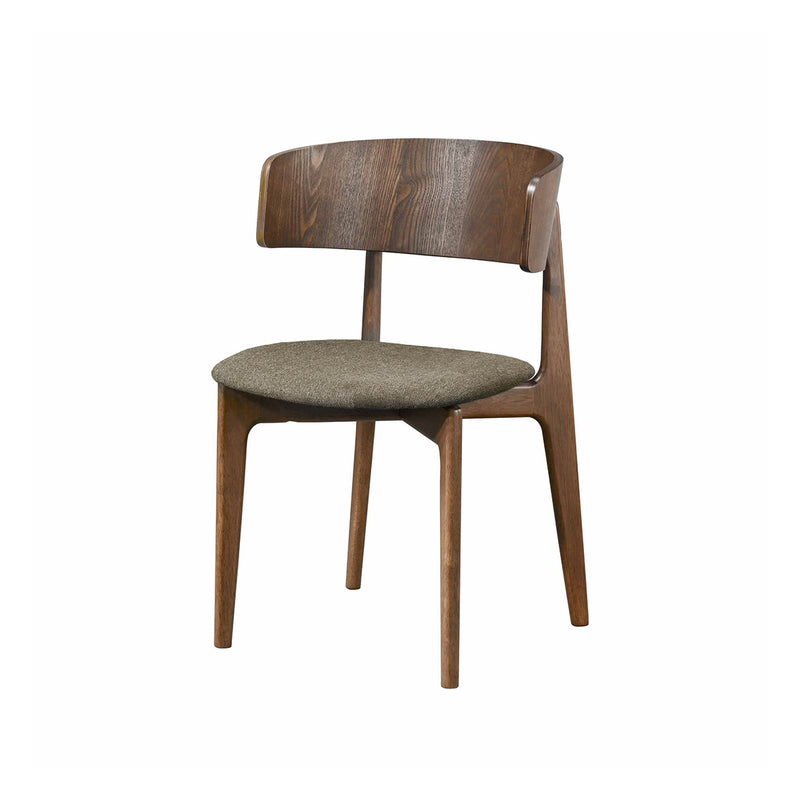SILLA DE COMEDOR EN TELA MARRON  Y ACABADO DE MADERA