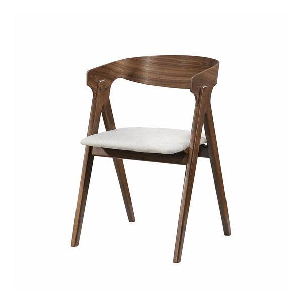SILLA DE COMEDOR EN TELA BEIGE Y ACABADO DE MADERA
