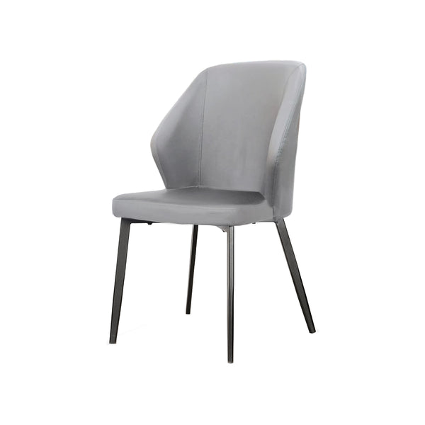 SILLA DE COMEDOR EN PIEL SINTETICA GRIS Y PATAS NEGRAS
