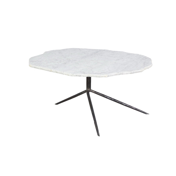 MESA LATERAL CON TOPE ESTILO MARMOL Y BASE NEGRA