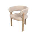 SILLA DE COMEDOR EN TELA BEIGE Y PATAS EN METAL ESTILO MADERA CLARA