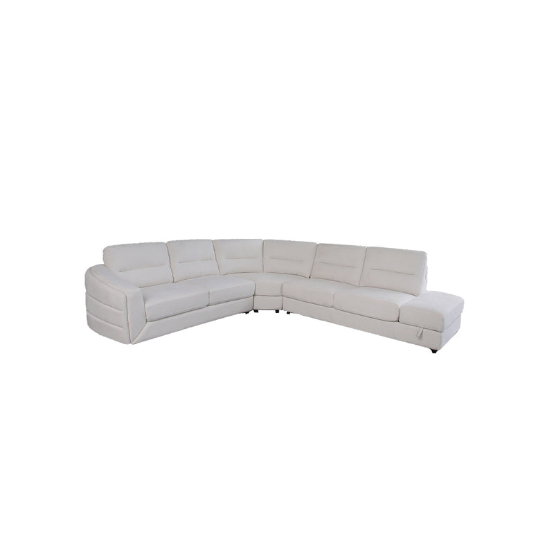 SOFA SECCIONAL ESTACIONARIO EN TELA BLANCA