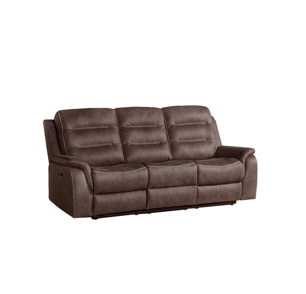 SOFA RECLINABLE MANUAL DE 3 ASIENTOS EN TELA COLOR MARRON