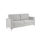 SOFA  ESTACIONARIO DE DOS ASIENTOS EN TELA BEIGE Y PATAS PLATEADAS