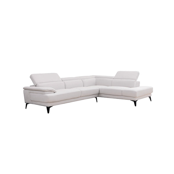 SOFA SECCIONAL ESTACIONARIO DERECHO EN TELA BEIGE Y PATAS NEGRAS