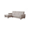 SOFA SECCIONAL ESTACIONARIO IZQUIERDO EN TELA BEIGE CHOCOLATE Y PATAS PLATEADAS