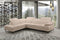 SOFA SECCIONAL ESTACIONARIO IZQUIERDO EN TELA BEIGE CHOCOLATE  Y PATAS NEGRAS