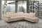 SOFA SECCIONAL ESTACIONARIO DERECHO EN TELA BEIGE CHOCOLATE  Y PATAS NEGRAS