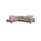SOFA SECCIONAL ESTACIONARIO IZQUIERDO EN TELA BEIGE CHOCOLATE Y Y PATAS NEGRAS
