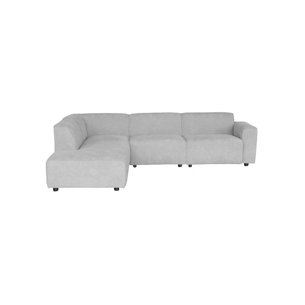 SOFA SECCIONAL ESTACIONARIO EN TELA GRIS Y PATAS NEGRAS
