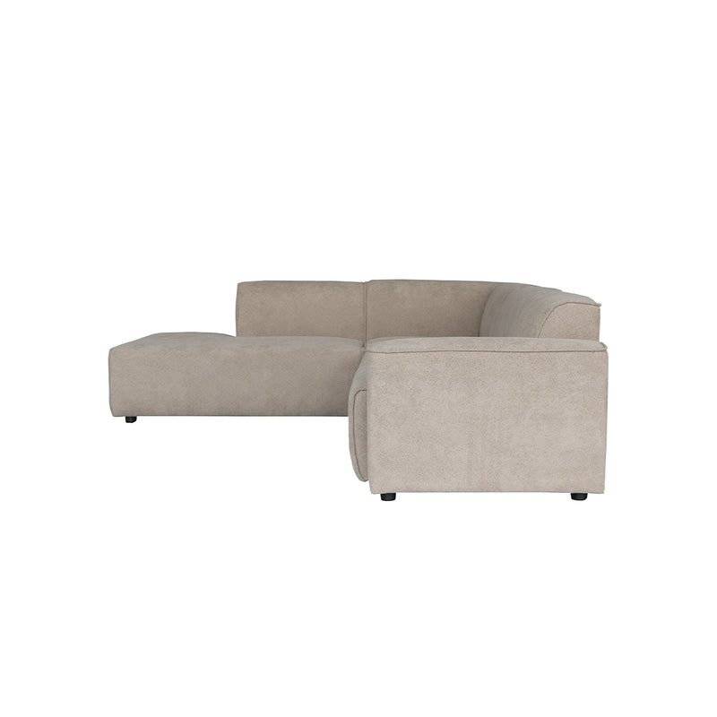 SOFA SECCIONAL ESTACIONARIO EN TELA KAKI Y PATAS NEGRAS