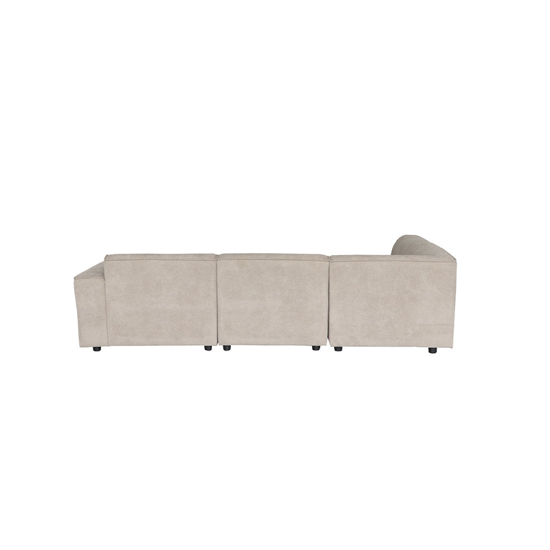 SOFA SECCIONAL ESTACIONARIO EN TELA KAKI Y PATAS NEGRAS